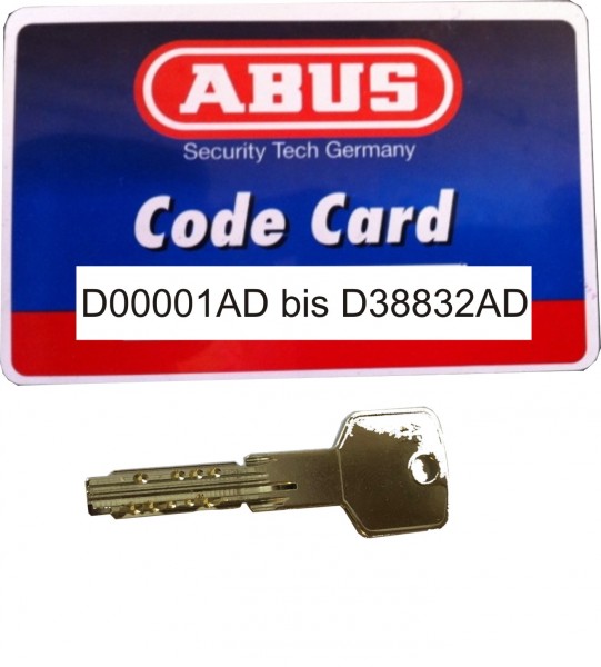 EC Nachschlüssel nach ABUS Code Card D00001AD bis D38832AD