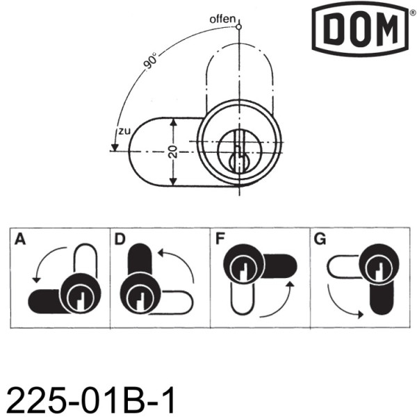 DOM Twido Hebelzylinder 382-23 klein für Briefkästen (26mm)
