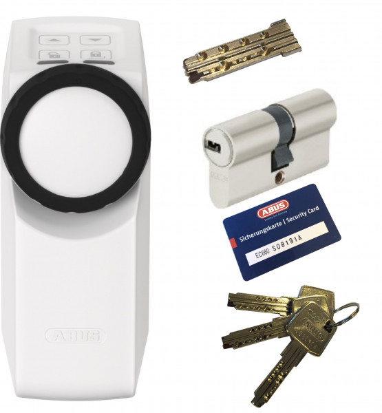 ABUS HomeTec Pro CFA3000 W weiß + EC660 Doppelzylinder, 3 Schlüssel + 1 Antriebsschlüssel-Copy