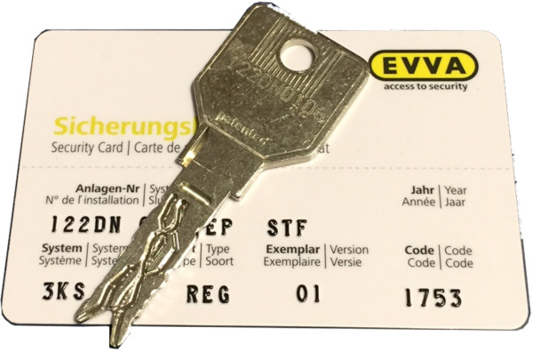 EVVA 3KSPlus Doppelzylinder nach STF Code 122DN