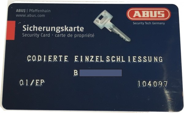 ABUS Bravus Hebelzylinder D=24mm B1L456-H24 nach Code