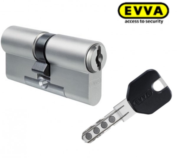 EVVA MCS Doppelzylinder - mit BSZ (N+G) Express, Schlüssel mit Designreide schwarz