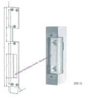 Elektrischer Türöffner mit Schließblech (Flachblech) lang, Lochabstand 52mm, 6-12 Volt