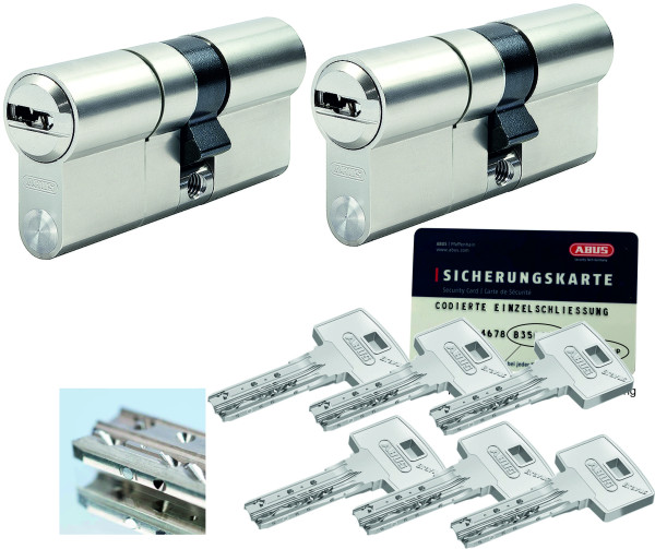 ABUS Bravus3500 MX Magnet 2er Set gleichschließender Doppelzylinder mit 6 Schlüssel