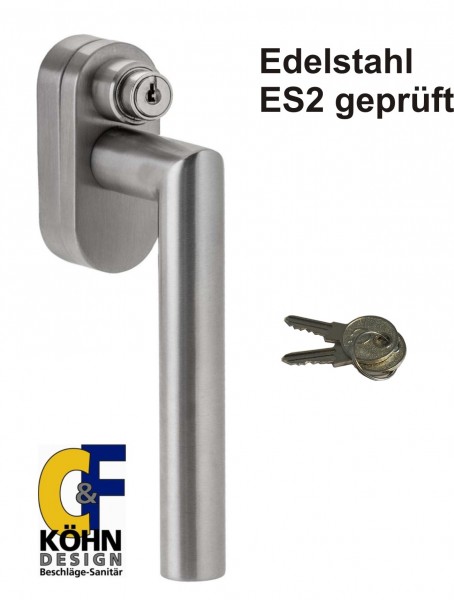C&F Köhn abschließbarer Fenstergriff ES2 geprüft L-Form Edelstahl